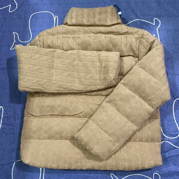 Polo Ralph Lauren Tan Cable Knit Puffer Jacket - Picture 11 of 13